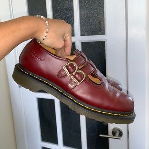 8065 Smooth Leather Mary Jane Shoes in Cherry Red